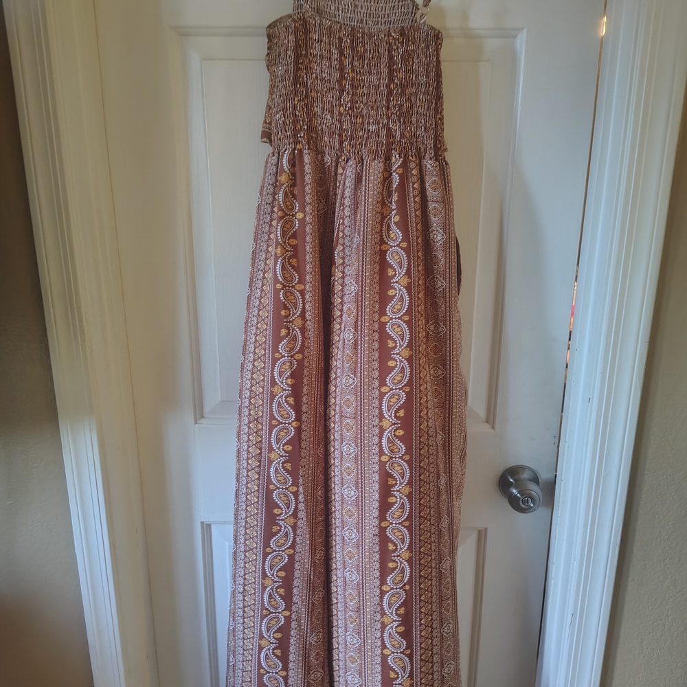 Charming Brown and White Long Romper